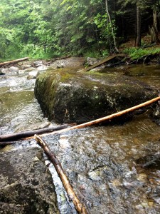 Oh but there is a plank balancing on a rock.